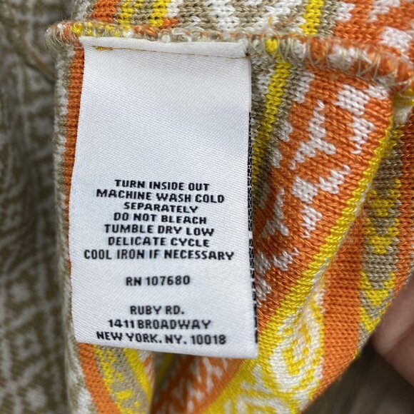 Ruby Rd Orange Yellow Brown Knit Fringe Trim Open Cardigan. Size Large - Picture 10 of 10